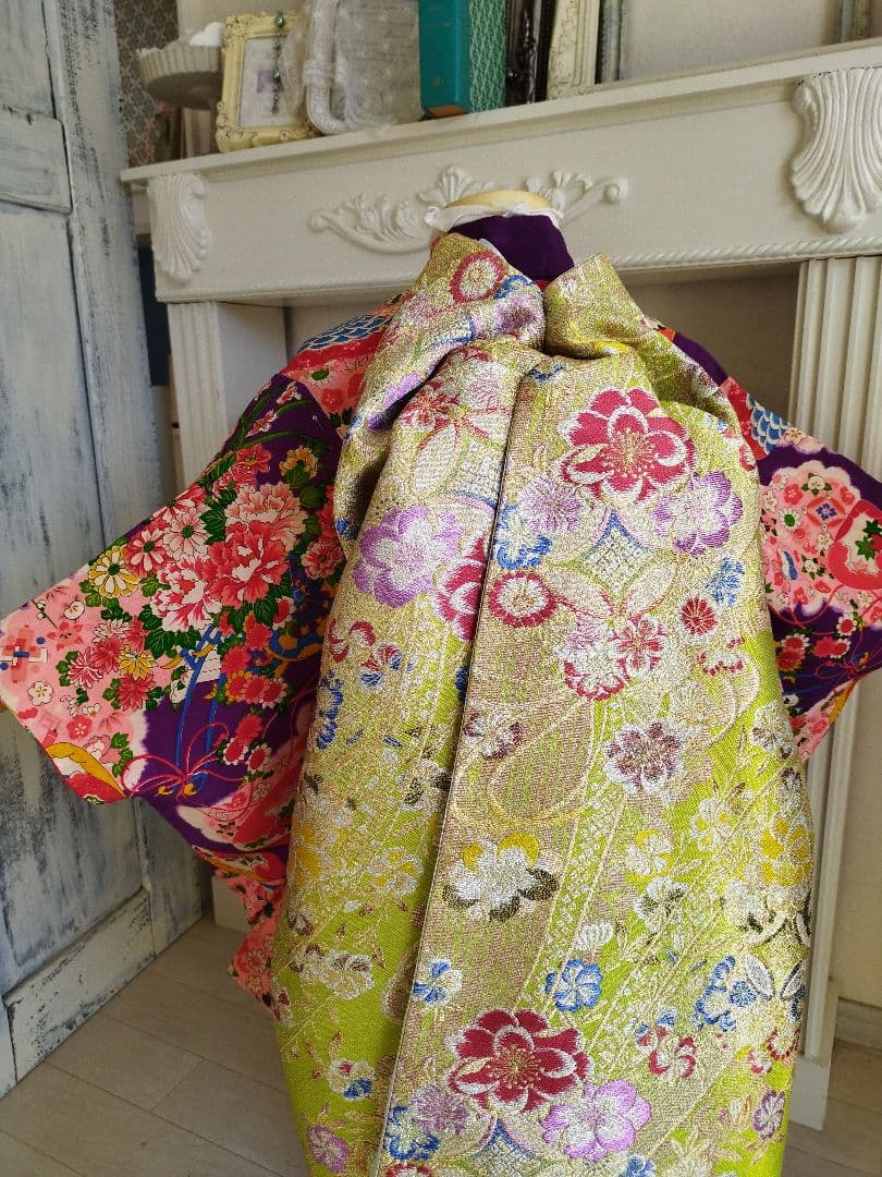 専用です☆黄緑にキラキラ花模様が可愛らしい☆うさみみのだらりの帯