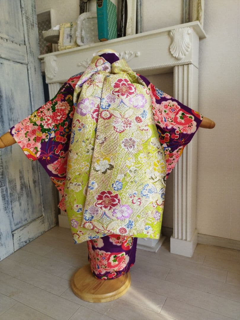 専用です☆黄緑にキラキラ花模様が可愛らしい☆うさみみのだらりの帯