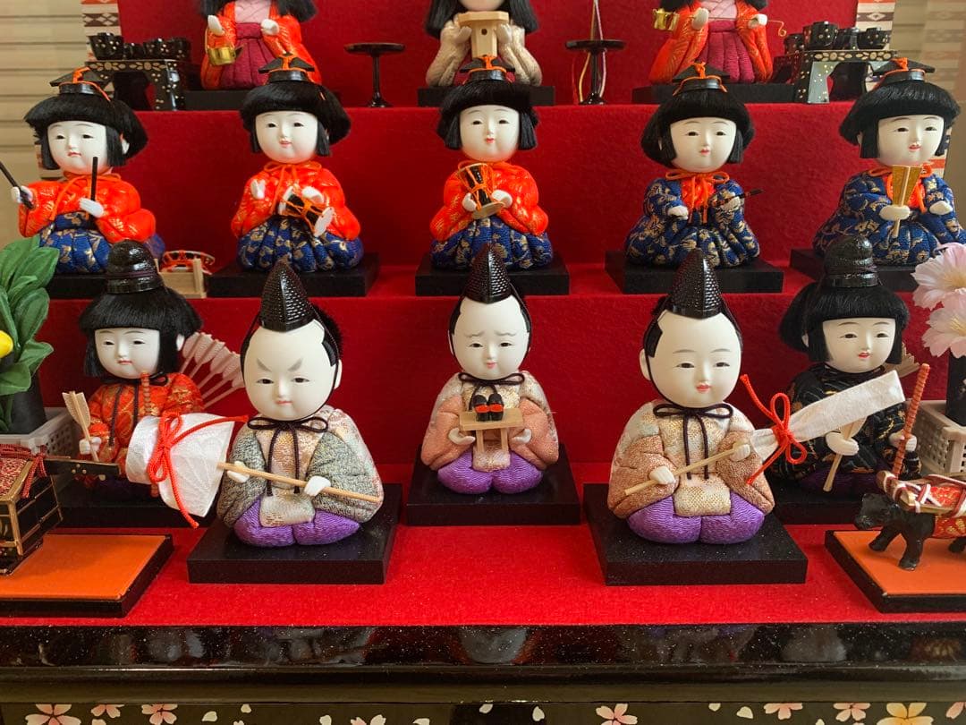 美品 外箱あり 秀光人形工房 雛人形十五人 ケース入り オルゴール付 即発送可