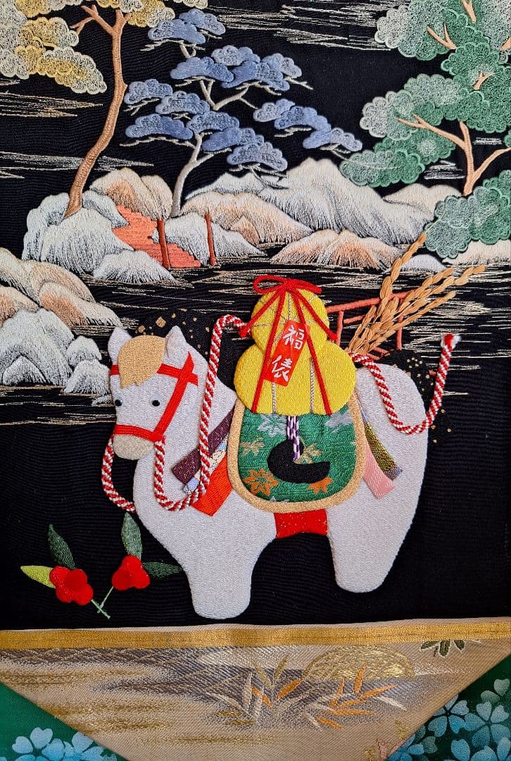 押し絵、タペストリ－、額　「干支」・チャ・