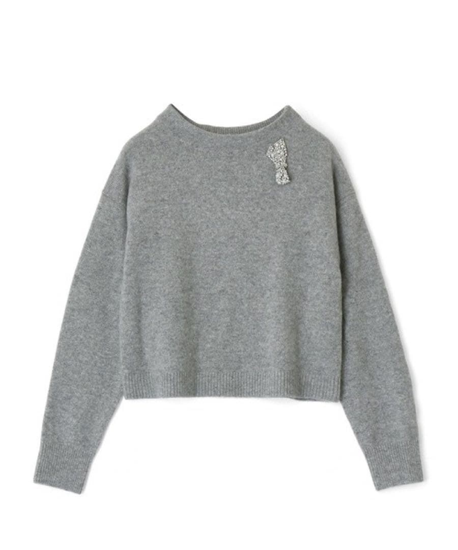 ANAYI アナイ ウールカシミヤリボンビジュープルオーバー 38