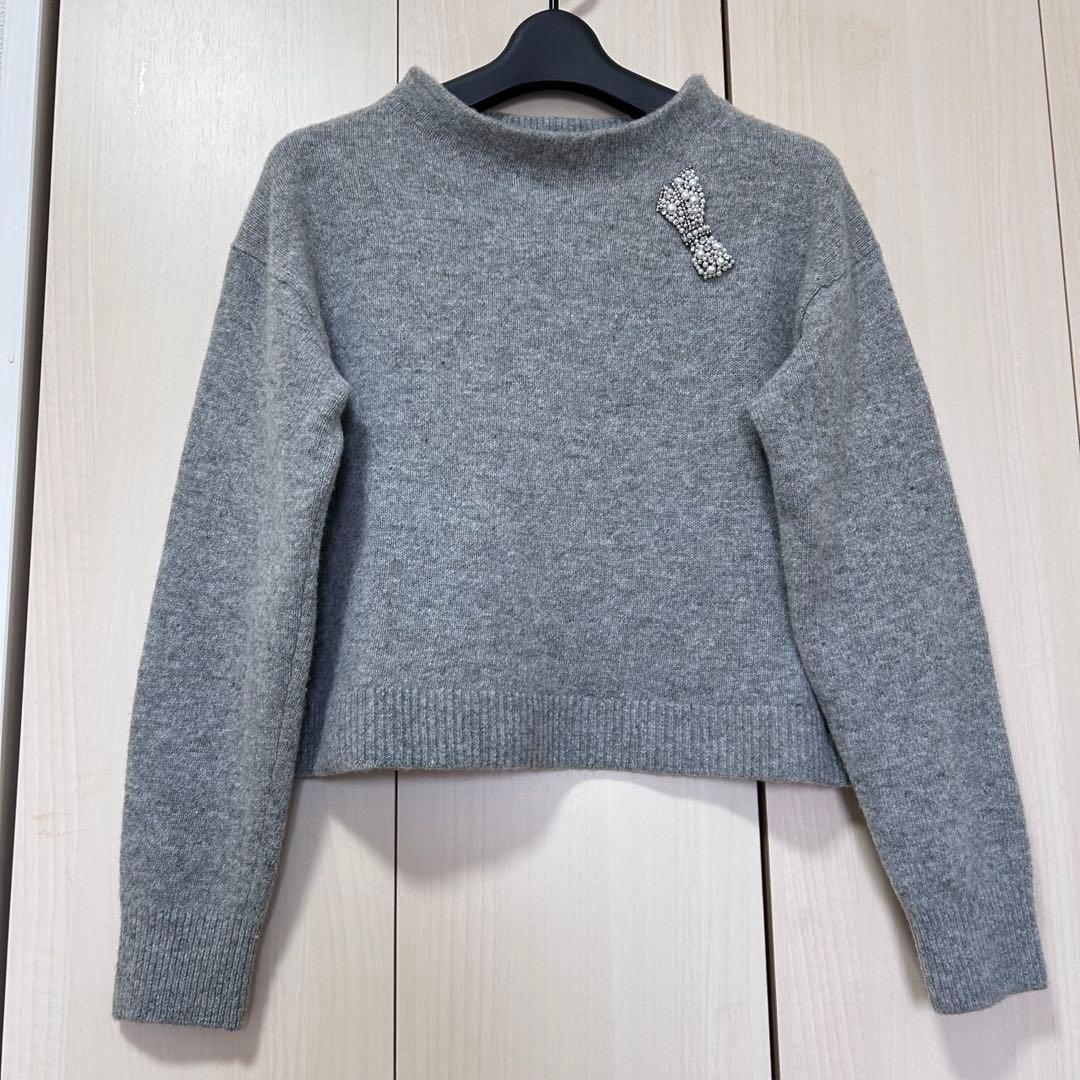 ANAYI アナイ ウールカシミヤリボンビジュープルオーバー 38