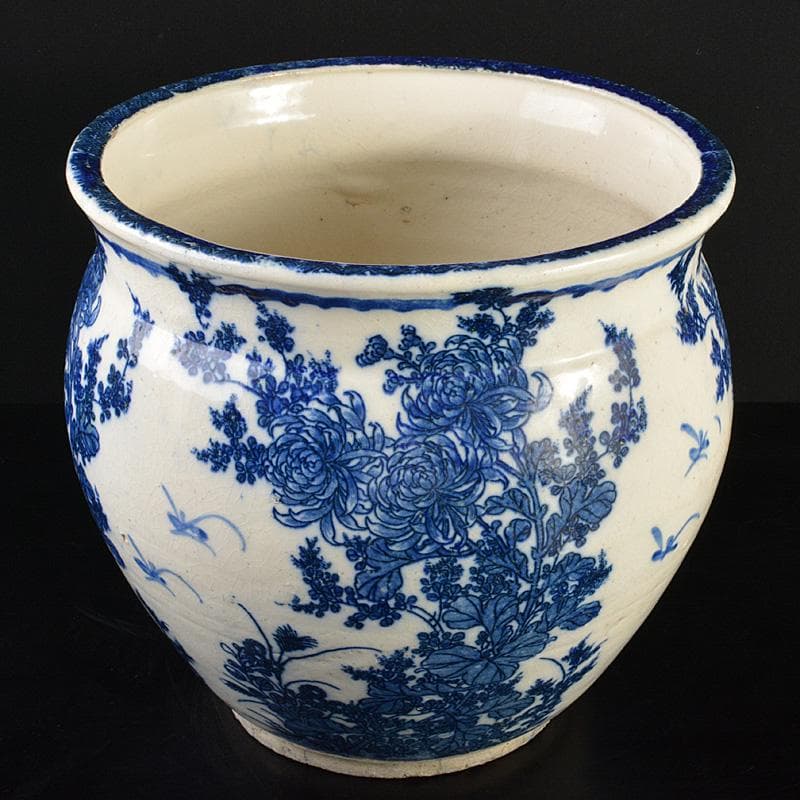 瀬戸焼　古瀬戸染付　菊文　壷　M　R7323F