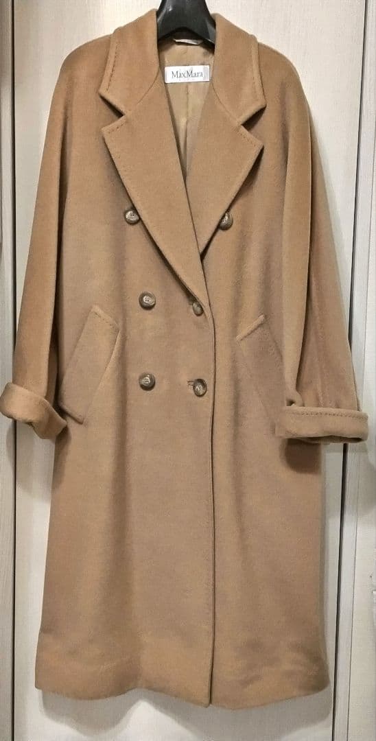 MaxMara ベージュ ダブルブレスト ロングコート　白タグ　JI40
