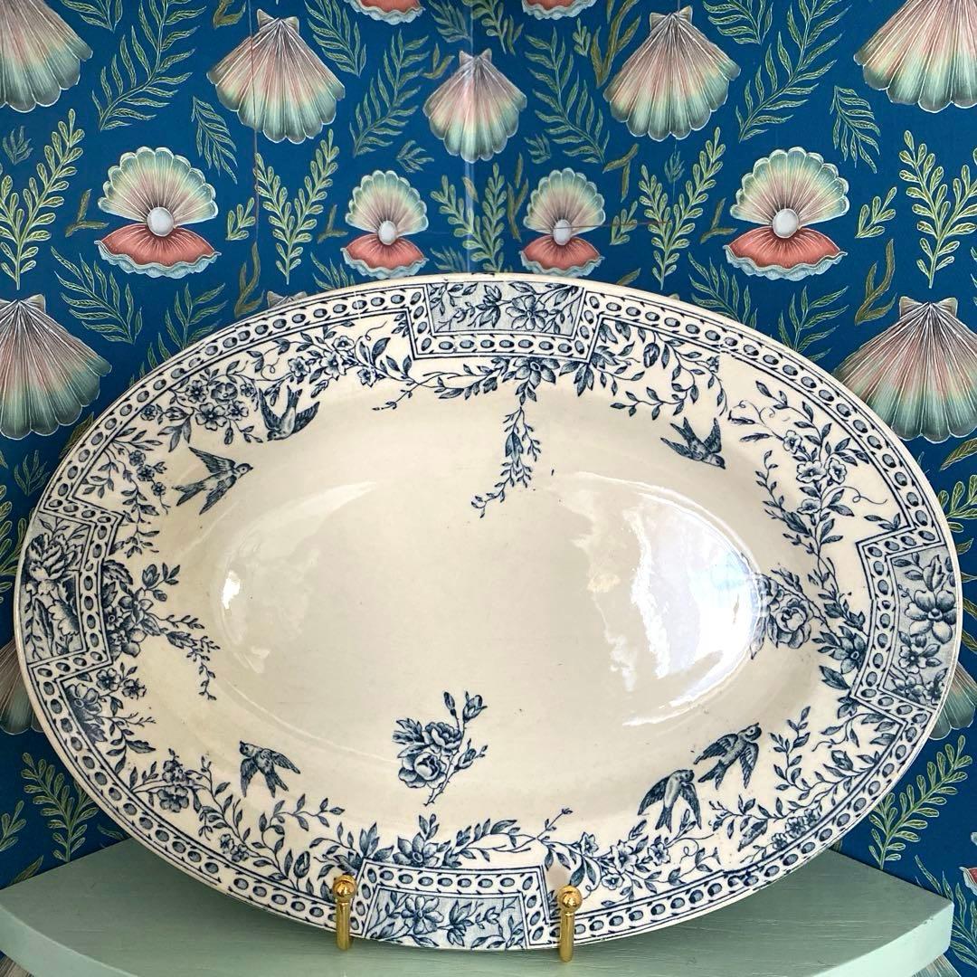 フランスアンティーク プレート ツバメ 皿 CERESフランス リュネヴィル製