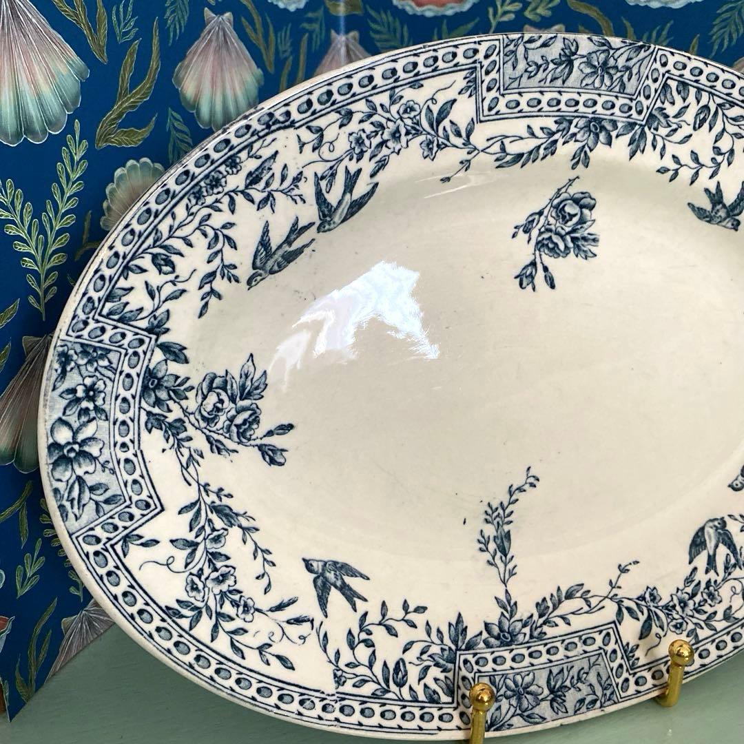 フランスアンティーク プレート ツバメ 皿 CERESフランス リュネヴィル製