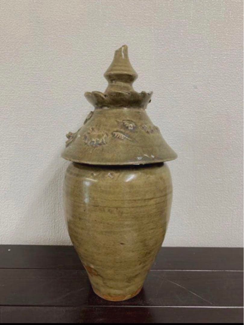 【希少品】中国宋時代　越窯蓋瓶y116