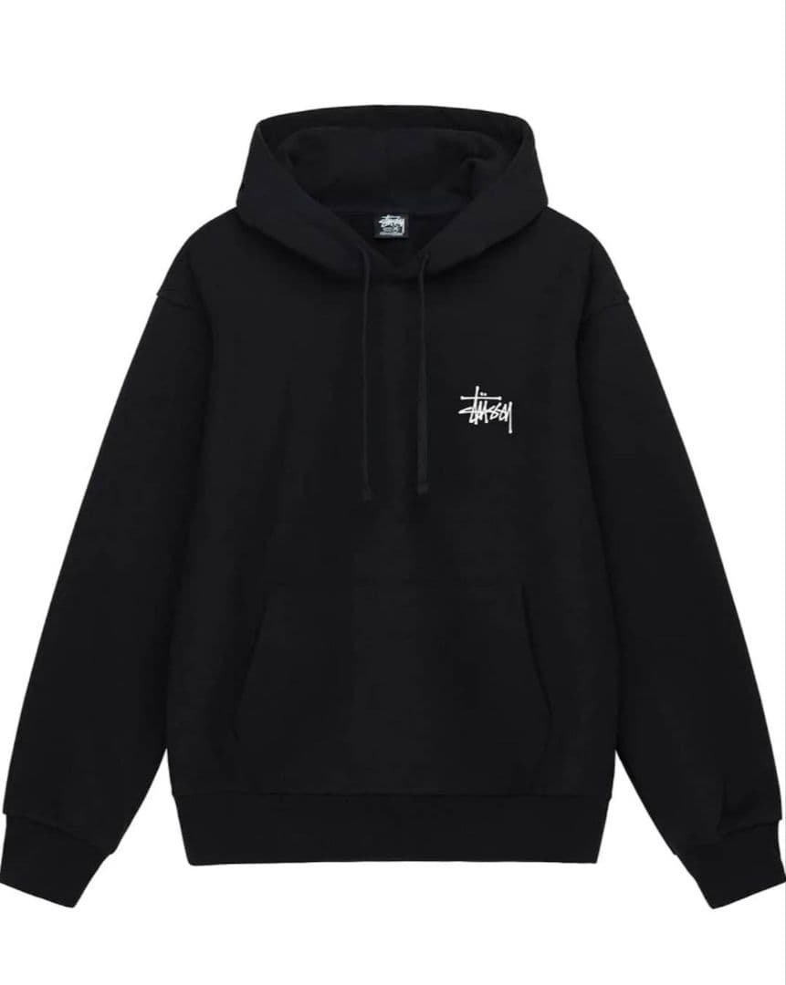STUSSY ベーシック プルオーバー フード パーカー ブラック XL