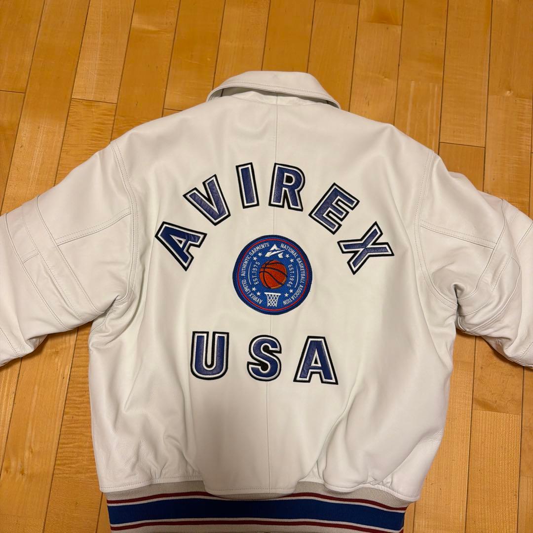 AVIREX x NBA 初コラボ　ホワイト レザージャケット Lサイズ