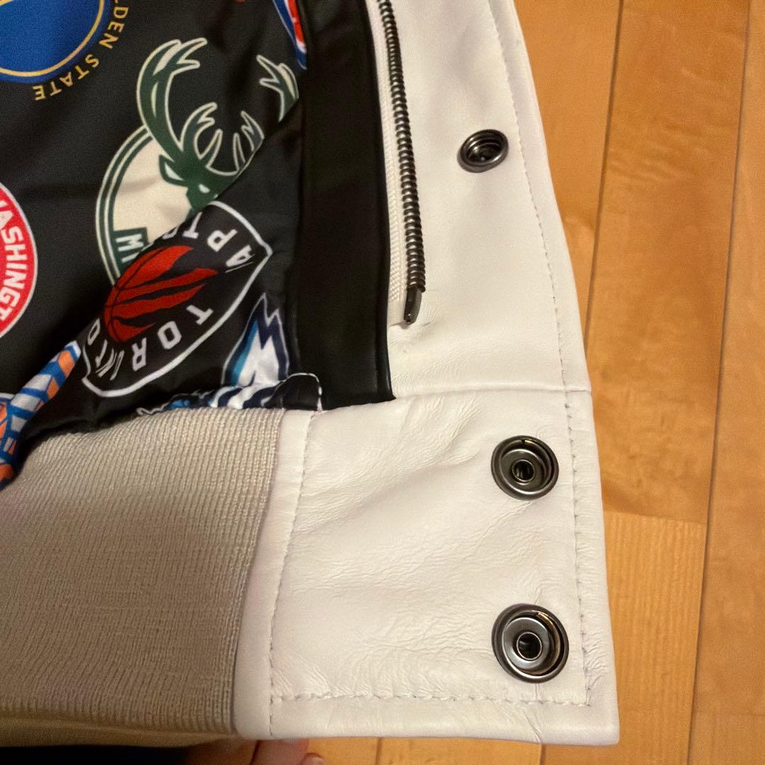AVIREX x NBA 初コラボ　ホワイト レザージャケット Lサイズ