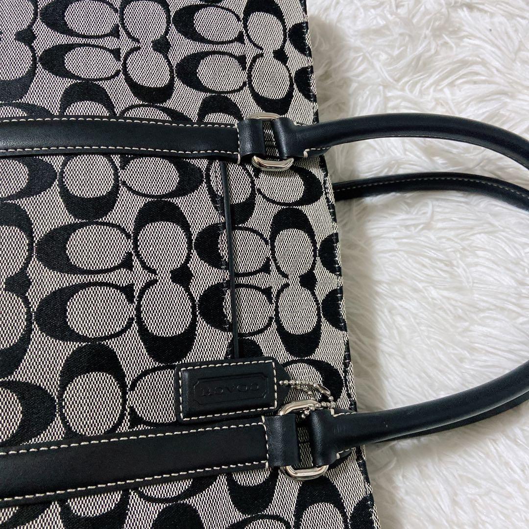 美品⭐️コーチ トートバッグ　シグネチャー　レザー　キャンバス　肩掛け　A4サイズ