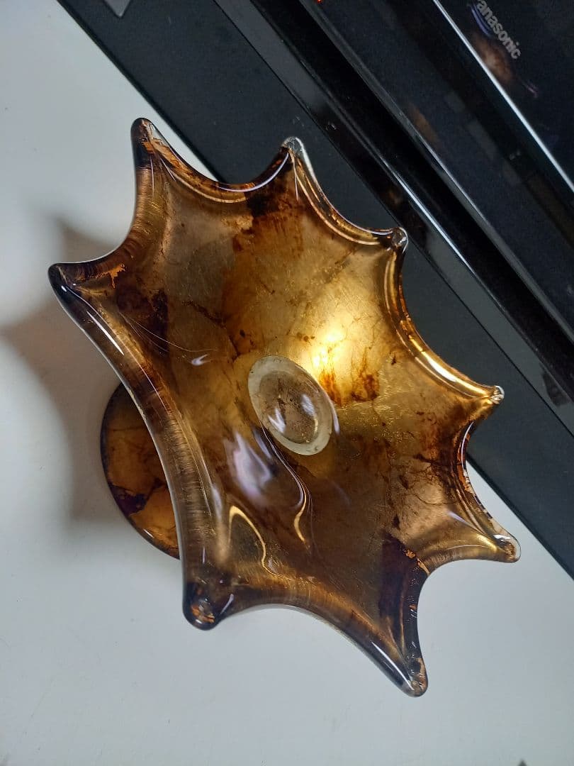 イタリア　ムラーノ　ガラス　水冠　金箔　スタンド　トレー