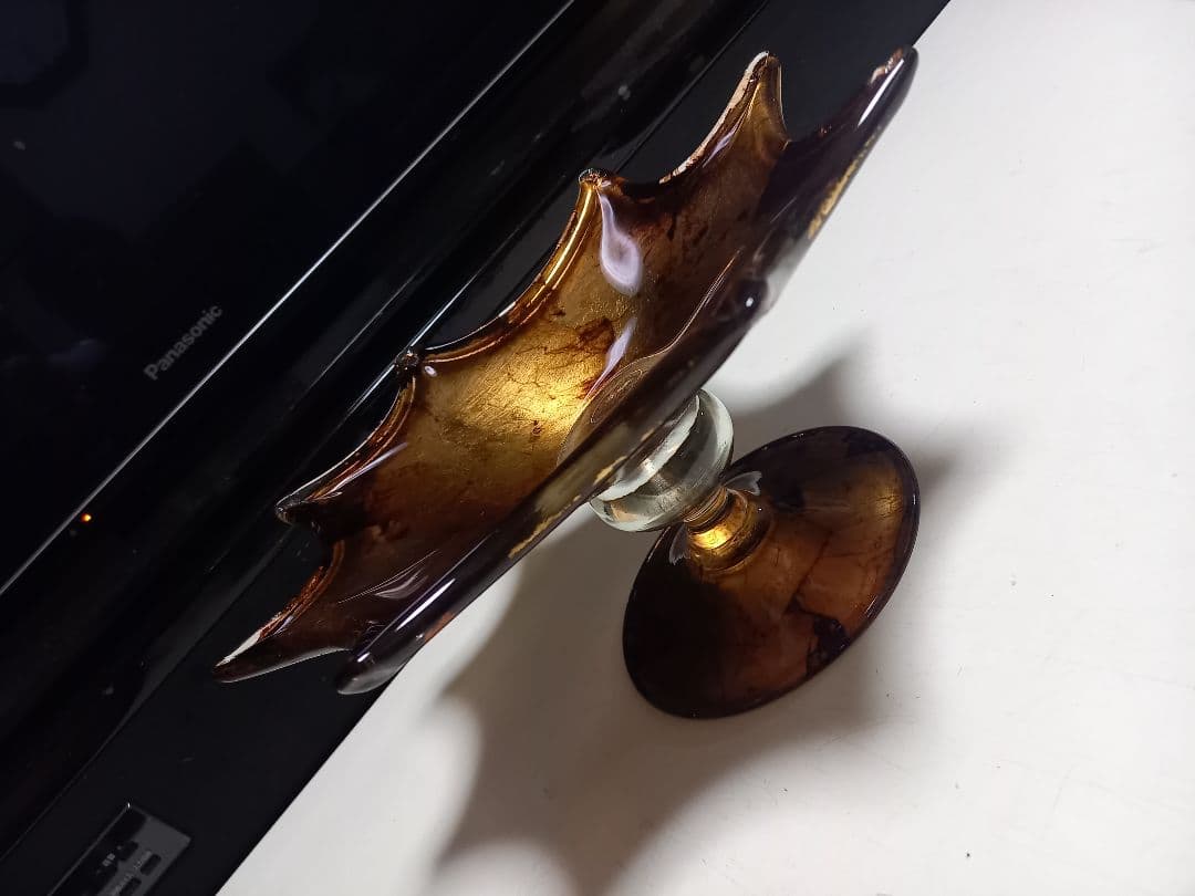 イタリア　ムラーノ　ガラス　水冠　金箔　スタンド　トレー