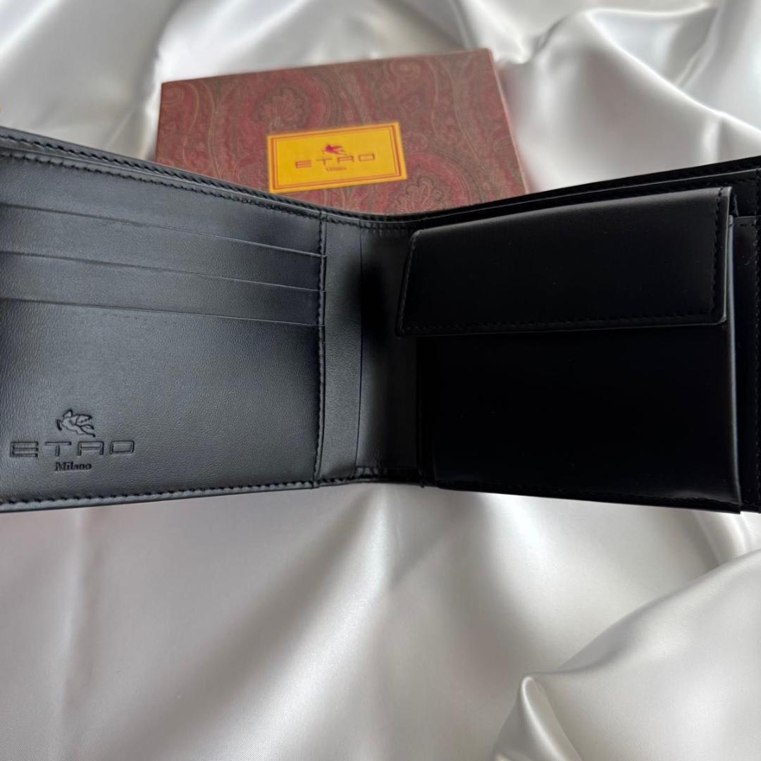 【新品未使用】ETRO エトロ 二つ折り財布 ペイズリー柄 ブラック メンズ