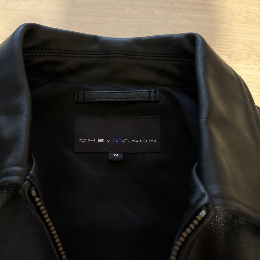 CHEVIGNON 黒 レザー シングルライダースジャケット M