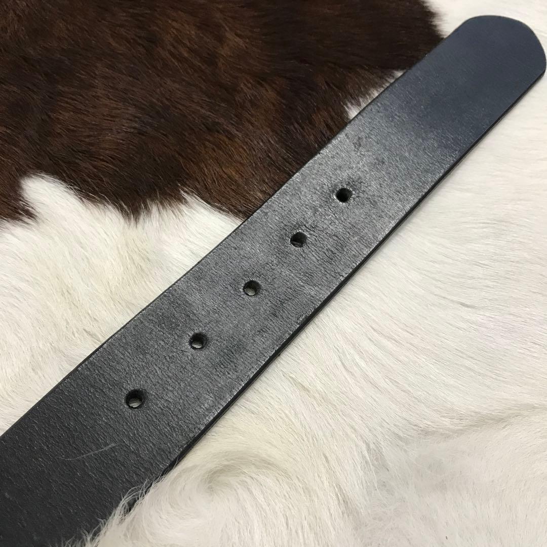 未使用品！ハンドメイド シルバーローラーバックル 本革レザーベルト ブラック