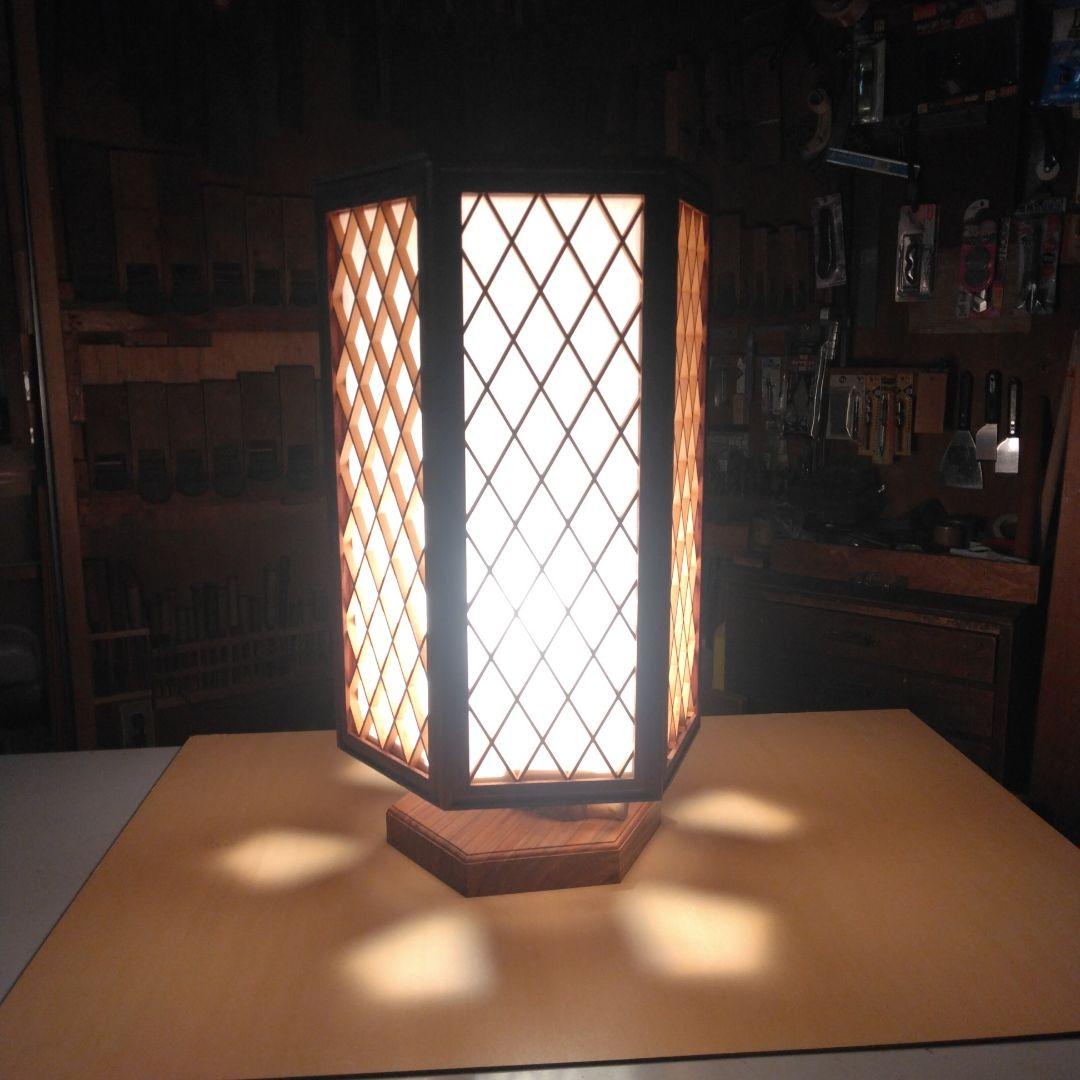 六角形の木製ランプシェード(行灯）手作り