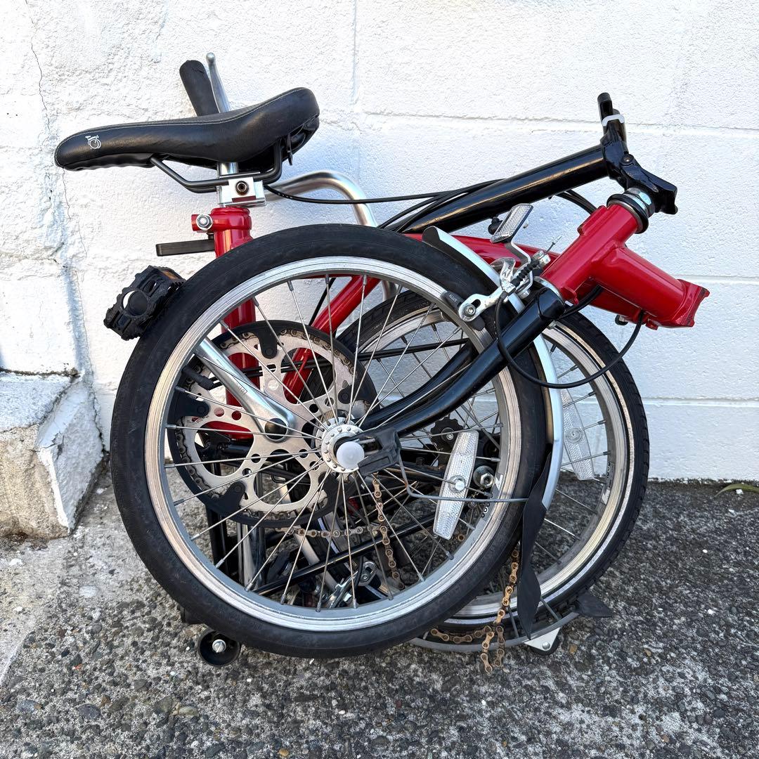 ブロンプトン　自転車本体　赤　折りたたみ自転車　チューブ新品　エアポンプ付き