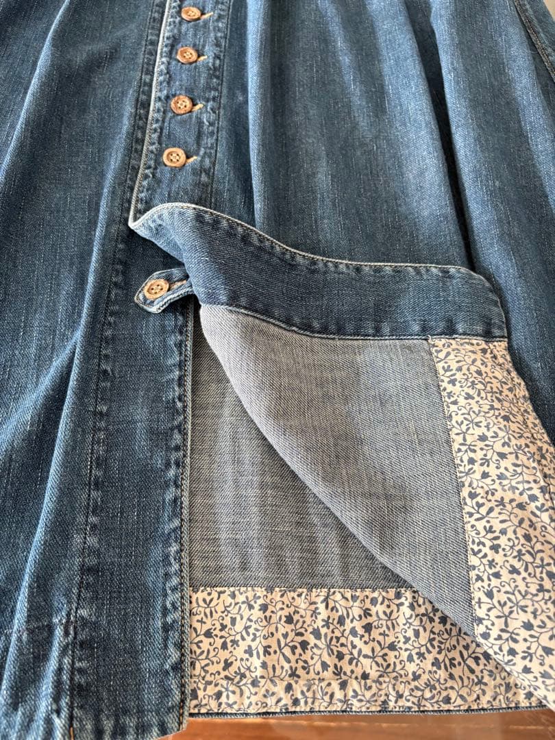 本日最終　45R 45プチデニムの袖付きベストドレス インディゴ　45rpm