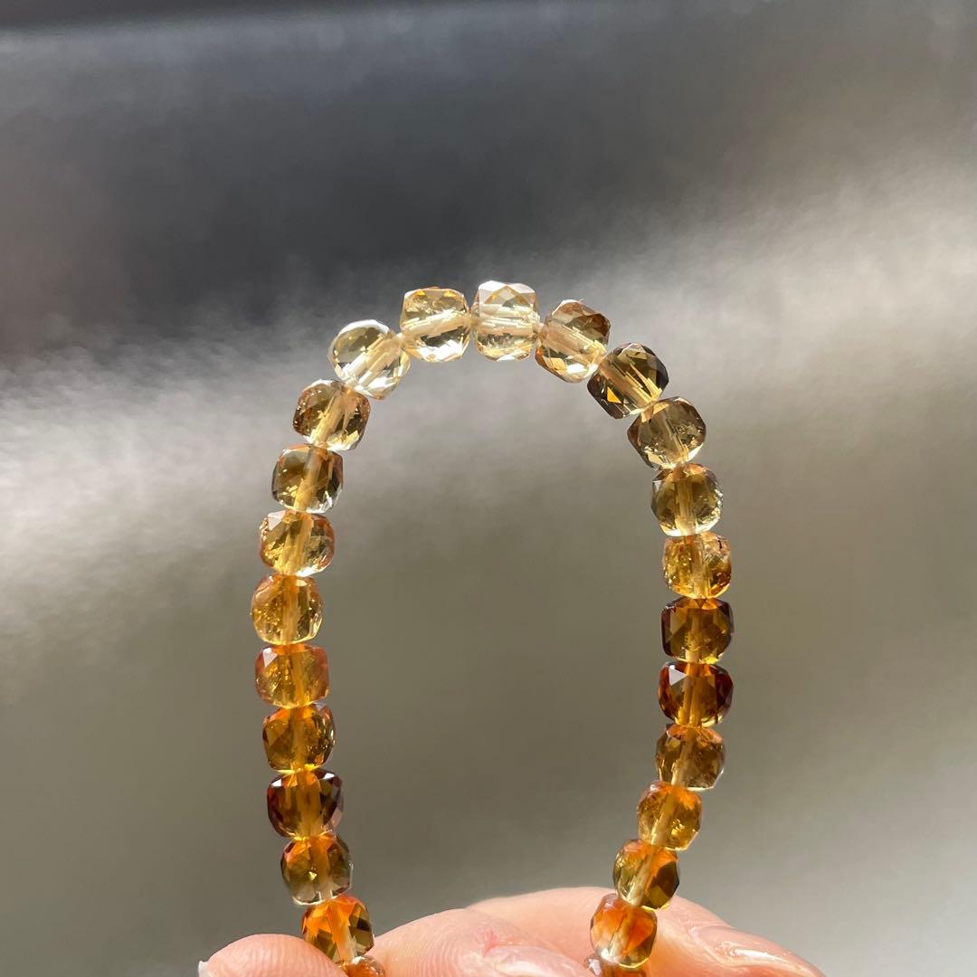モルダバイト リビアングラス K18スターカット シトリン 金運 ブレスレット