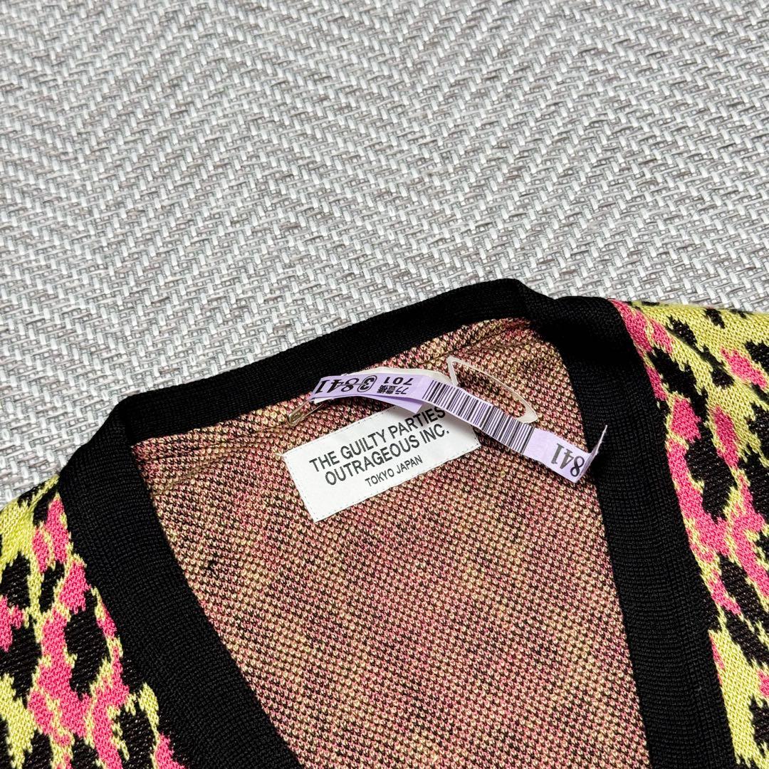 美品 希少 ワコマリア レオパード カーディガン シルク ブラック M