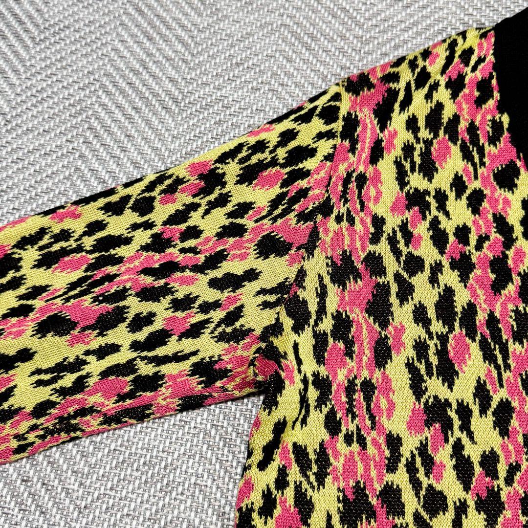 美品 希少 ワコマリア レオパード カーディガン シルク ブラック M
