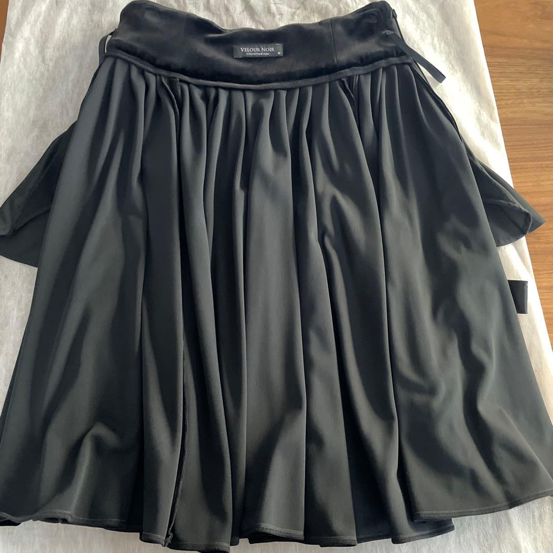 FOXEY VELOUR NOIR ブラック フレアスカート 40