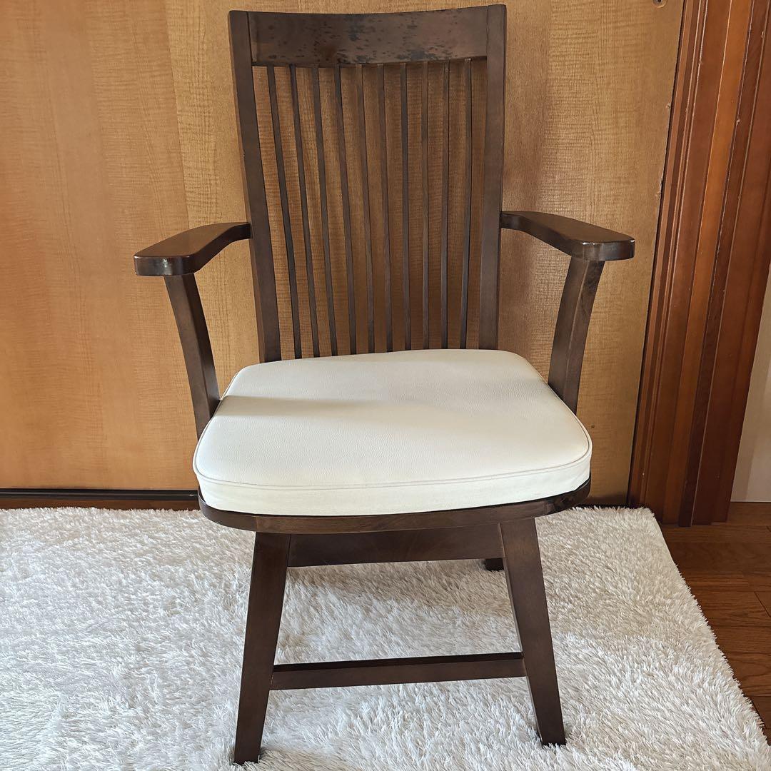 美品】ダイニングチェア アームチェア 木製 ウッド チェア 椅子 回転 イス