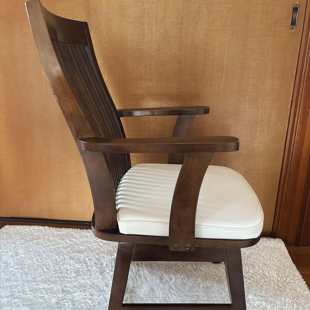 美品】ダイニングチェア アームチェア 木製 ウッド チェア 椅子 回転 イス