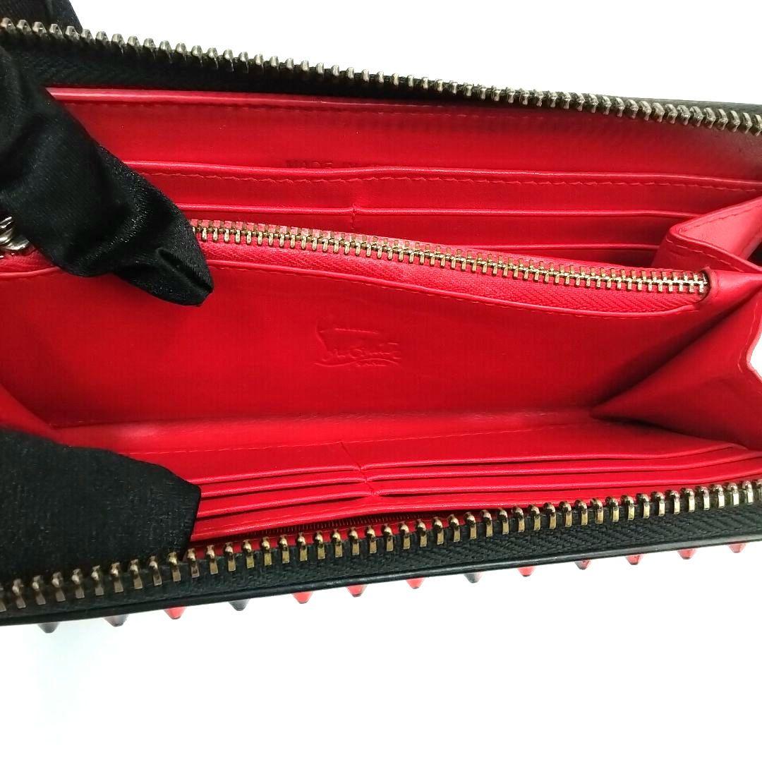 Christian Louboutin ルブタン 長財布 スタッズ 黒×赤メンズ