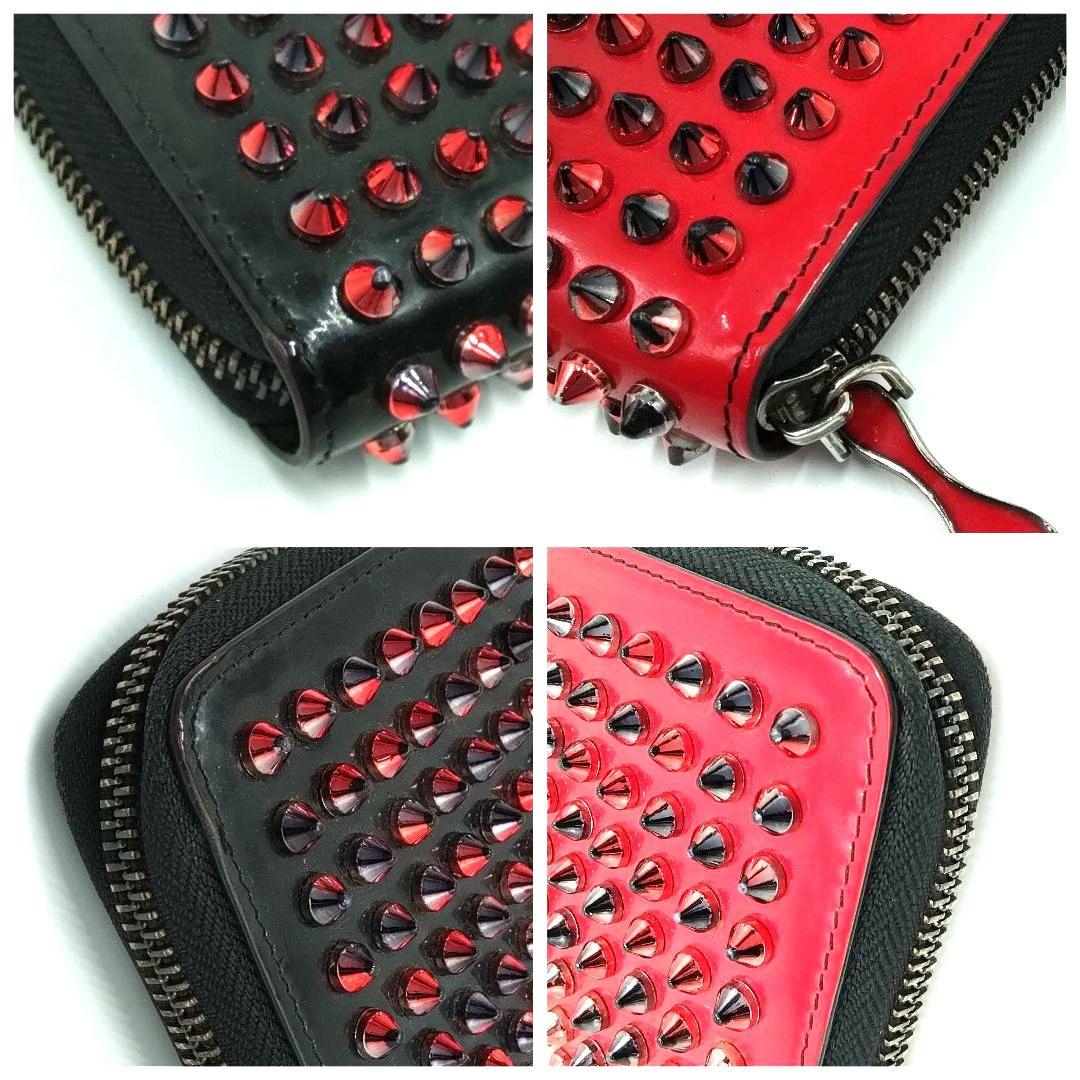 Christian Louboutin ルブタン 長財布 スタッズ 黒×赤メンズ