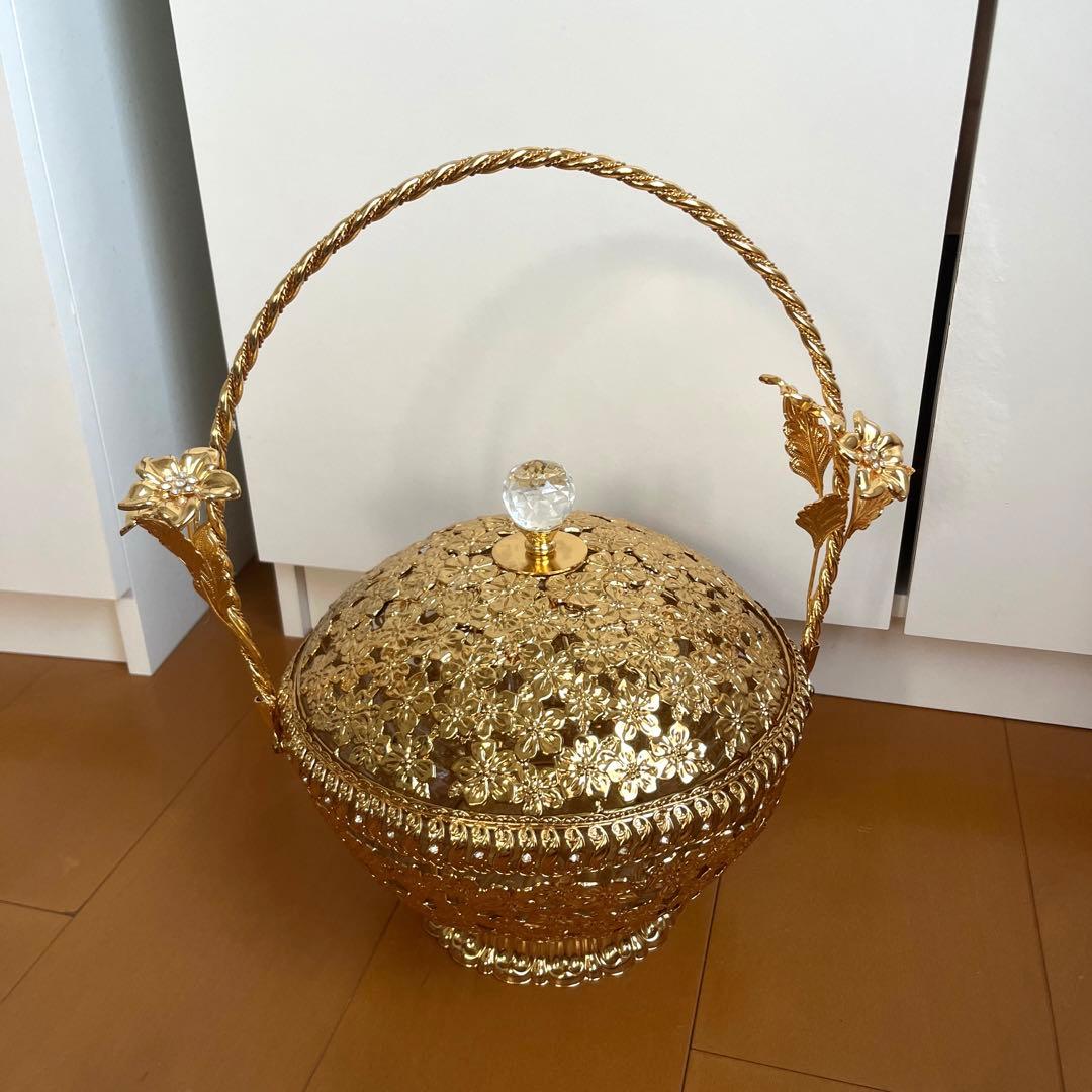 ドバイ　ゴールドフルーツバスケット　高級インテリア