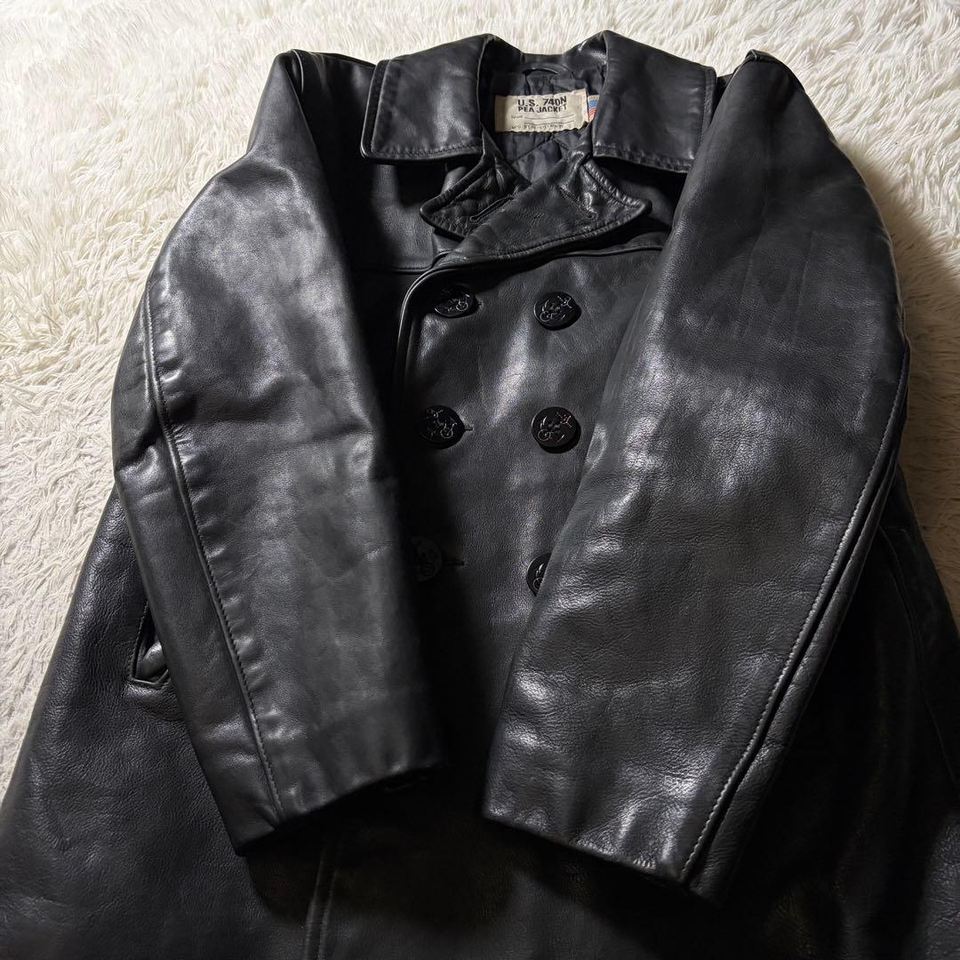 希少■schott　Pコート　オールレザー　740N　本革　ブラック　40