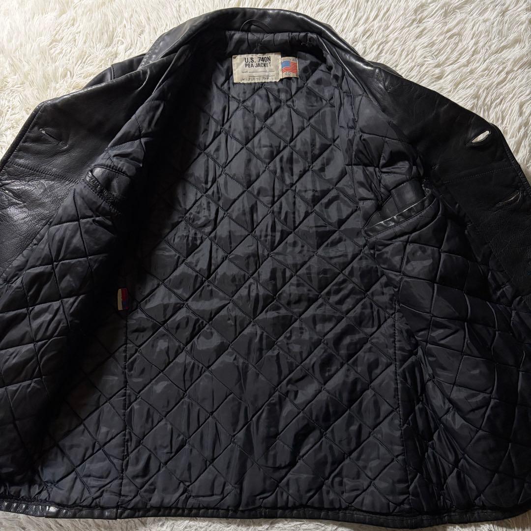 希少■schott　Pコート　オールレザー　740N　本革　ブラック　40