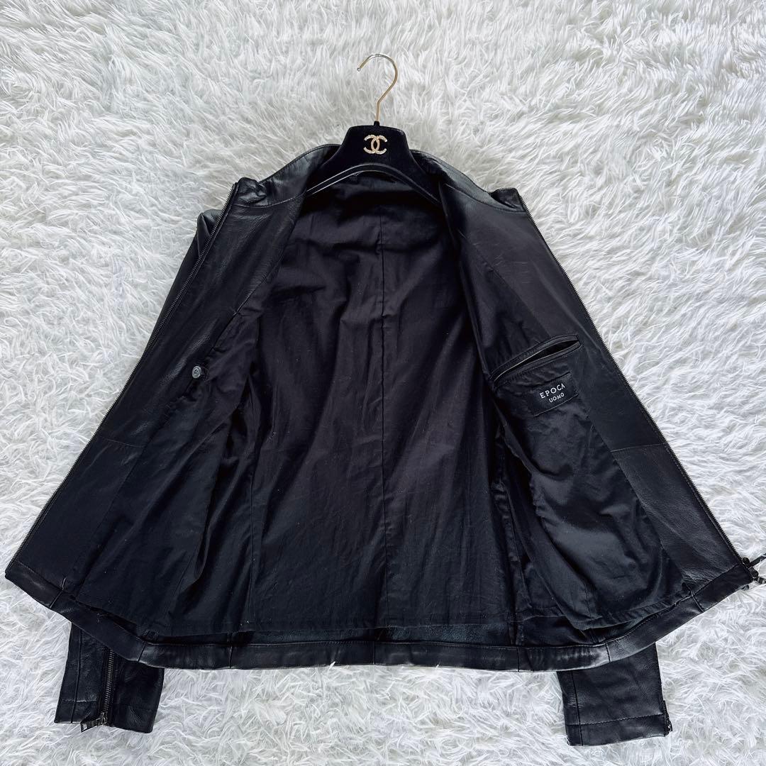 【EPOCA UOMO】シングルライダース 羊革 ブラック 46サイズ