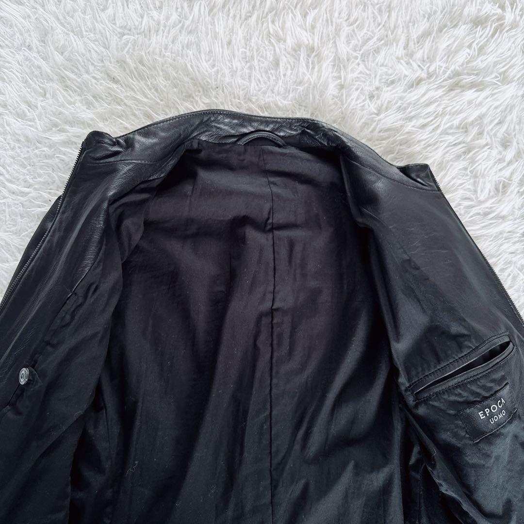 【EPOCA UOMO】シングルライダース 羊革 ブラック 46サイズ