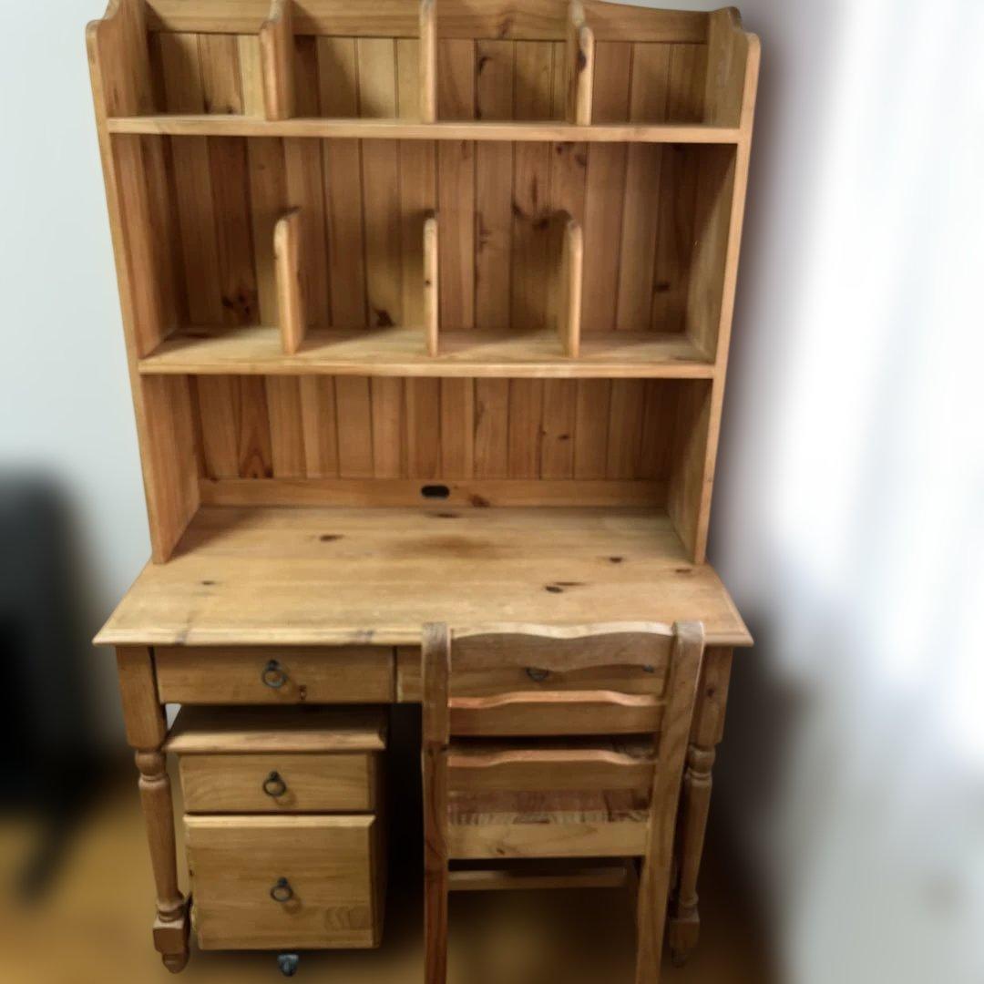 カントリー調　天然木　学習机 引き取り希望2/12まで　購入前にコメント下さい！