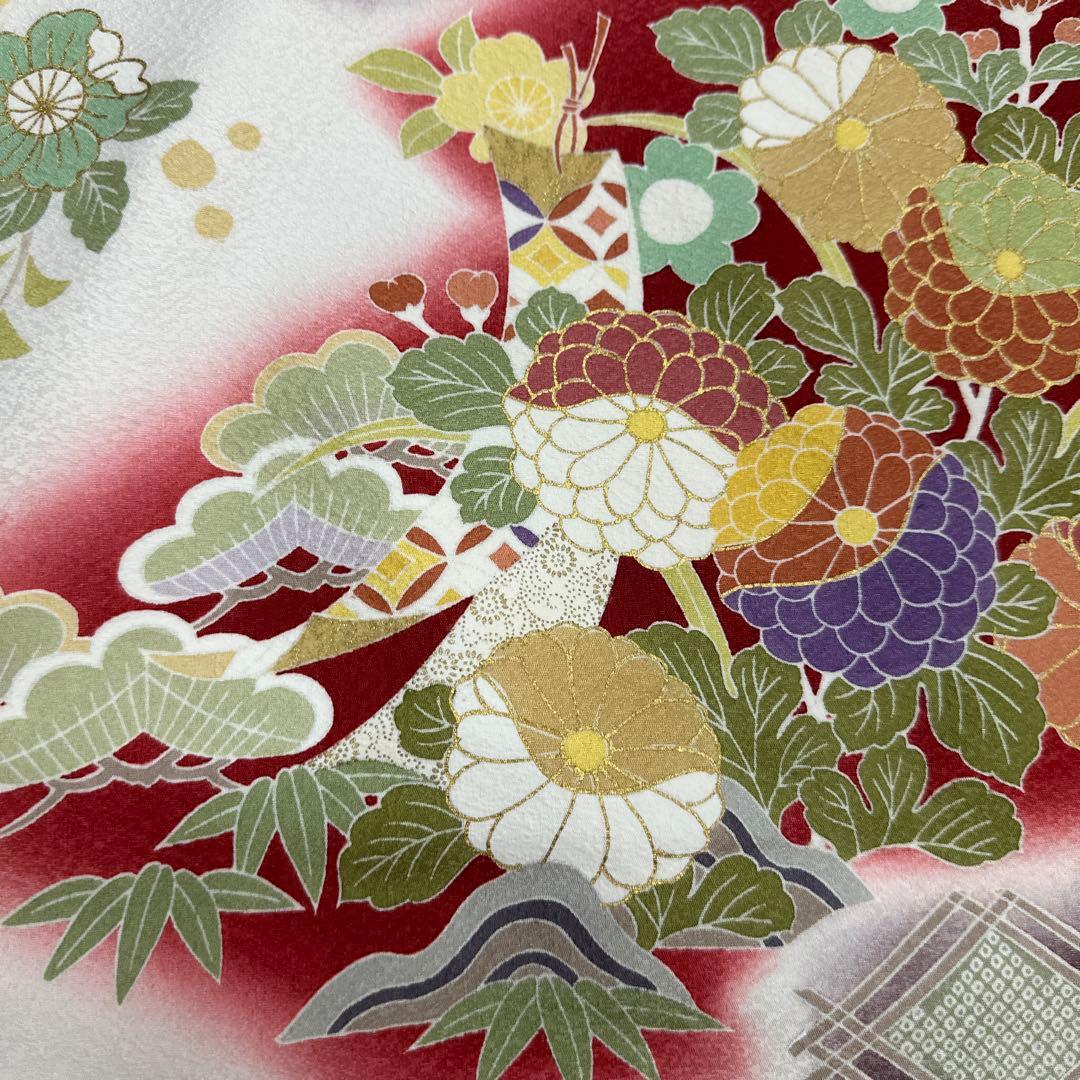 白地 染め分け 古典柄 京友禅 金駒刺繍 振袖