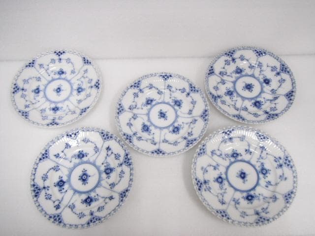 220/ロイヤルコペンハーゲン ブルーフルーテッド フルレース プレート 計5枚