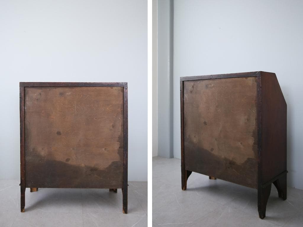 英国アンティーク木製ライティングビューロー/勉強机デスク/チェスト(92-161