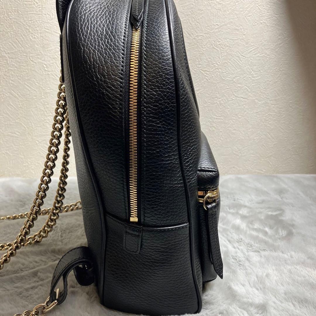 GUCCI ソーホー　リュック　レザー　チェーン　ブラック　保存袋付き