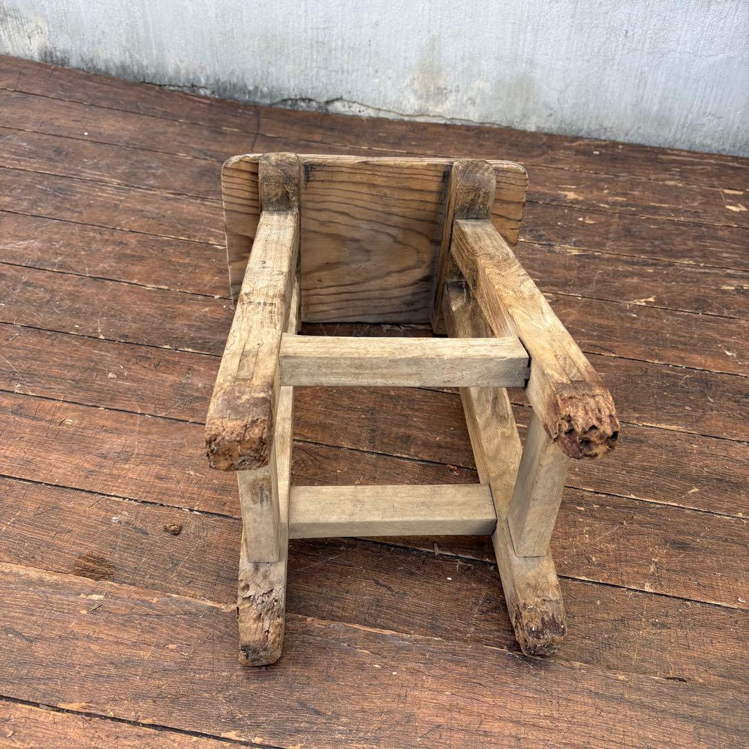 C1 昭和レトロ 古道具 無垢材 木製椅子 古材スツール 古家具 花台 腰掛け