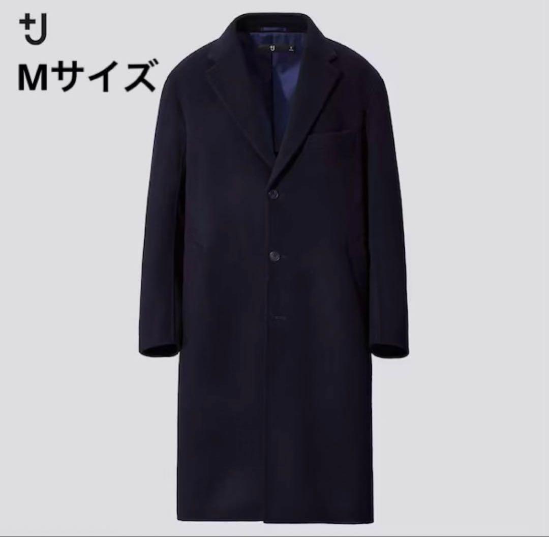 【美品】+J ユニクロ カシミヤ チェスターコート ジルサンダー　ネイビー　M