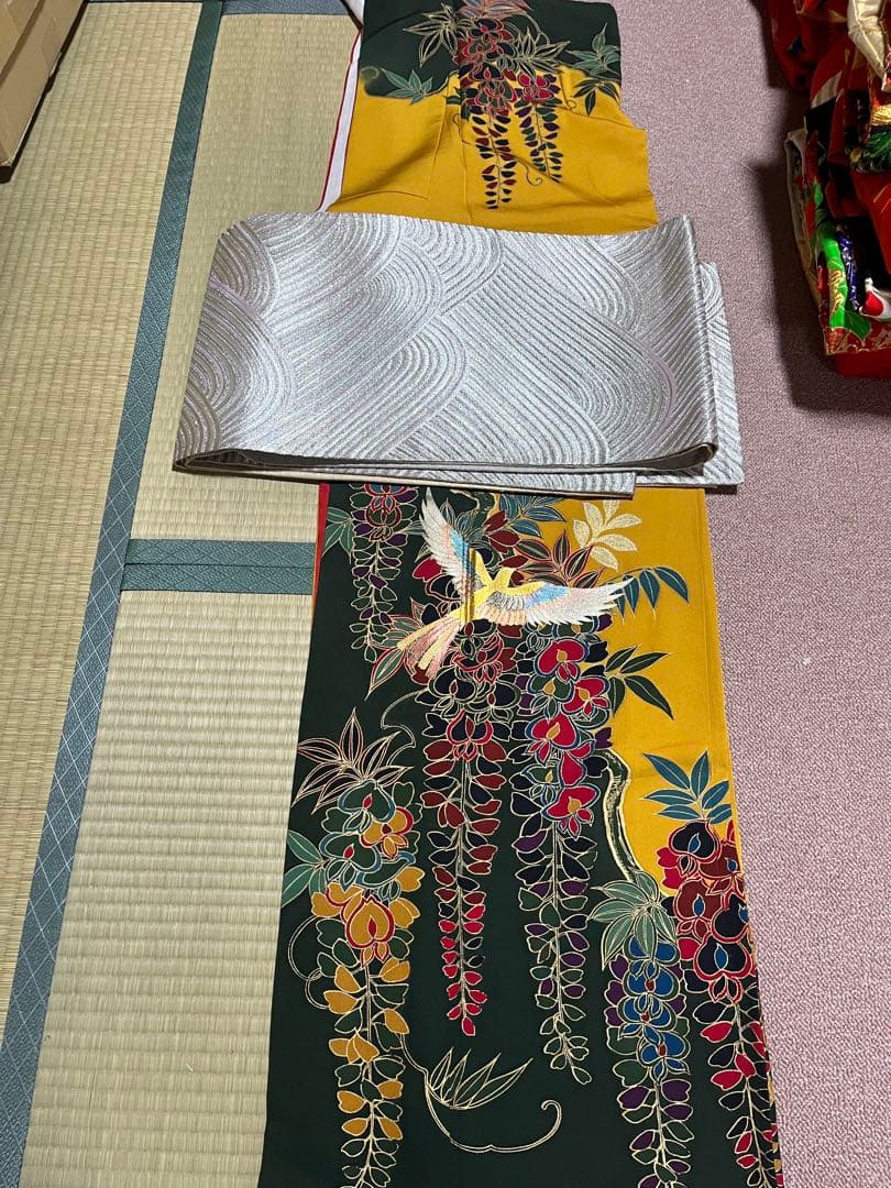 ☆☆ sala_tea☆☆振袖　正絹　成人式　紅型友禅　からし色