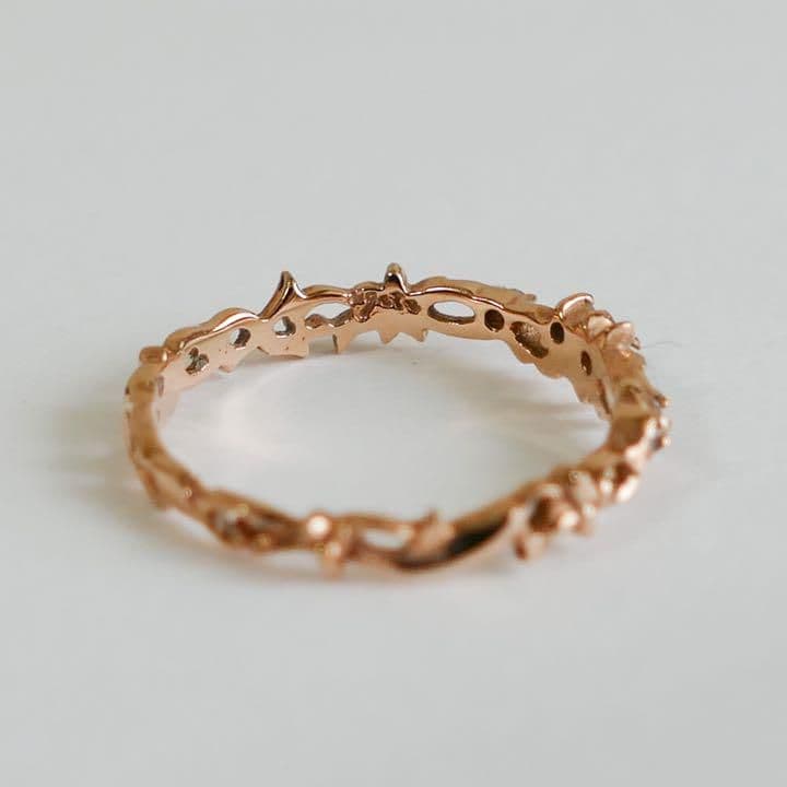 美品★アガットK10 0.05ct フラワー透かしリング★13号★エテ★アーカー