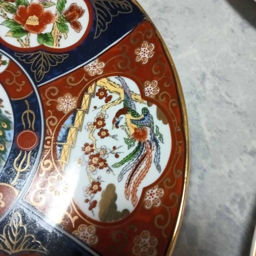 伊万里焼　秀峰作　大皿　飾り皿　孔雀図　3枚セット