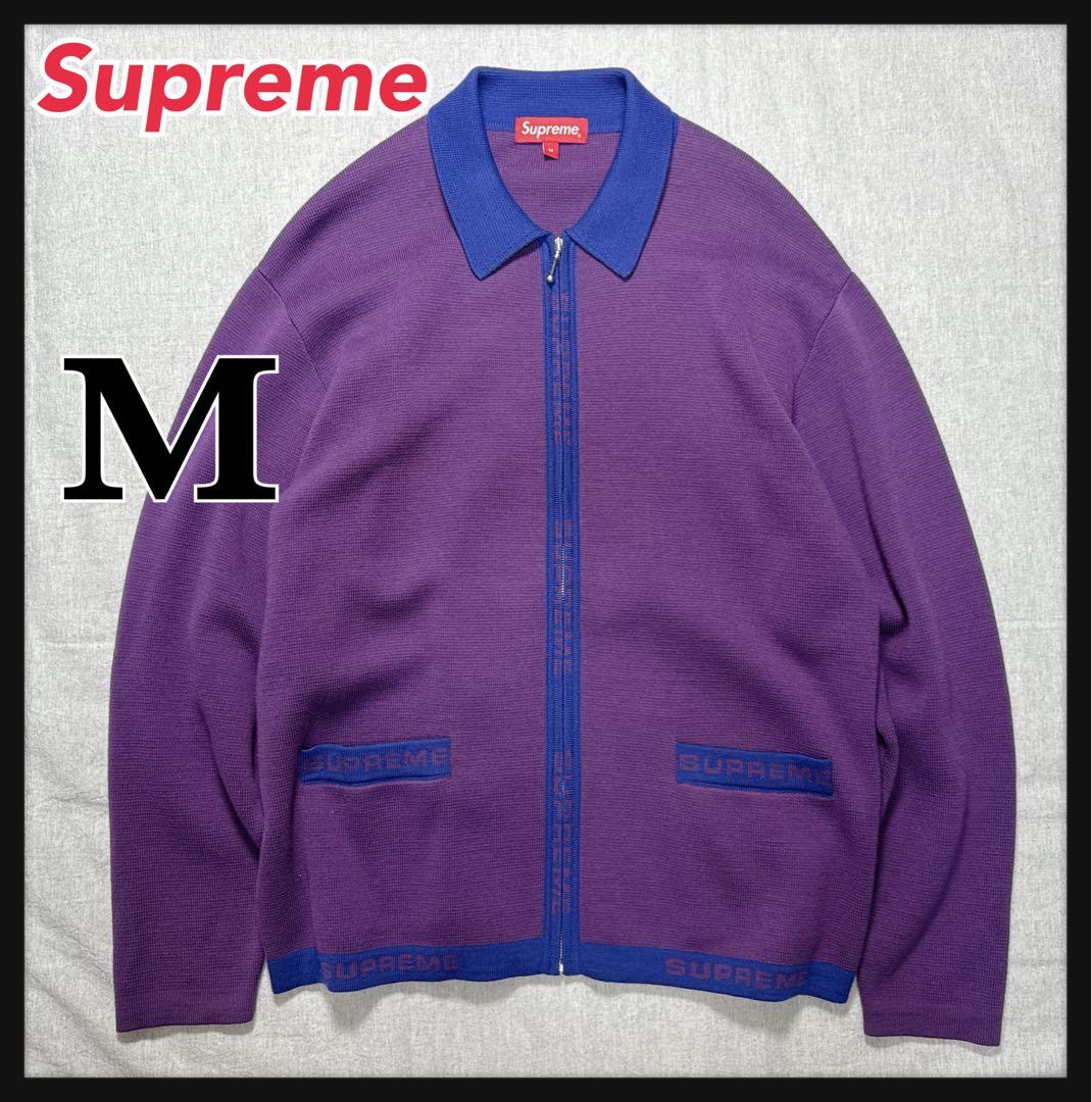 トップス supreme logo trim zip up cardigan 21ss M