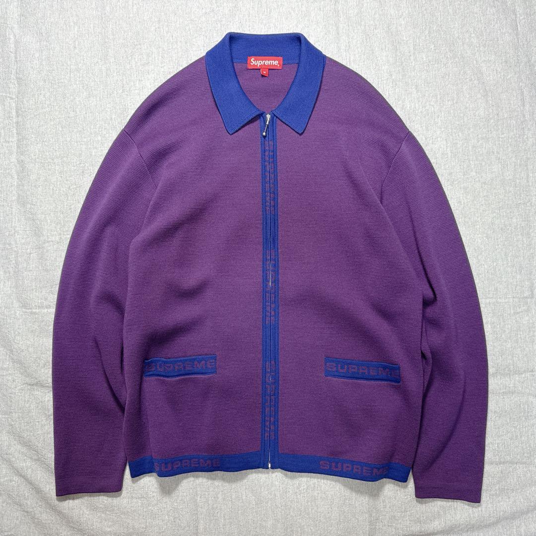 トップス supreme logo trim zip up cardigan 21ss M