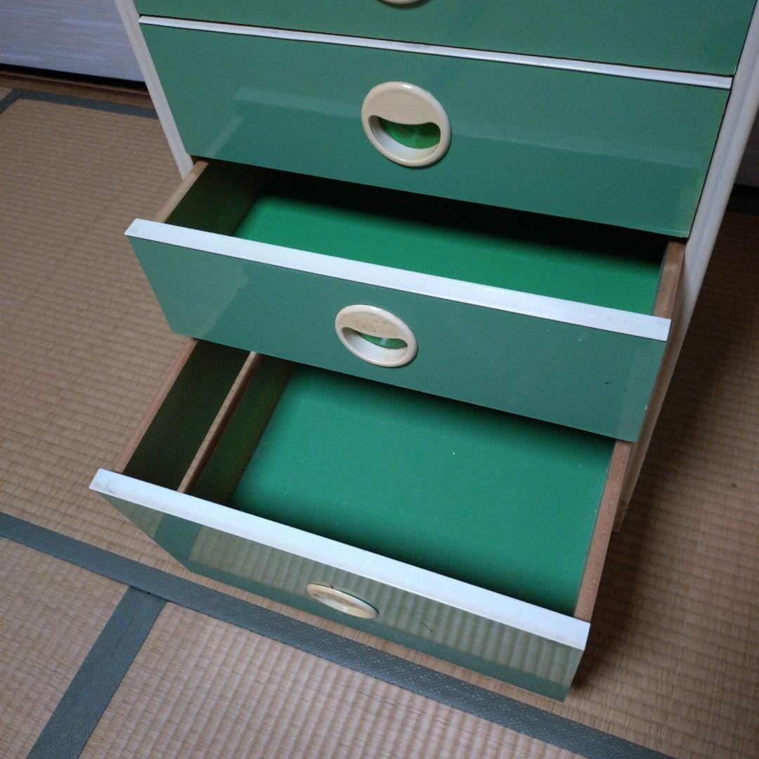 昭和時代 レトロ家具 チェスト 引き出し グリーン