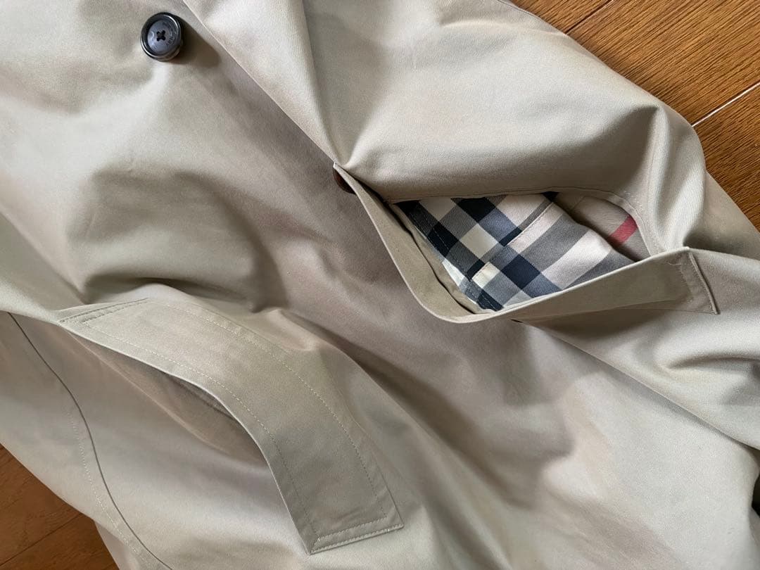 バーバリー ノバチェック ステンカラーコート ベージュ L相当